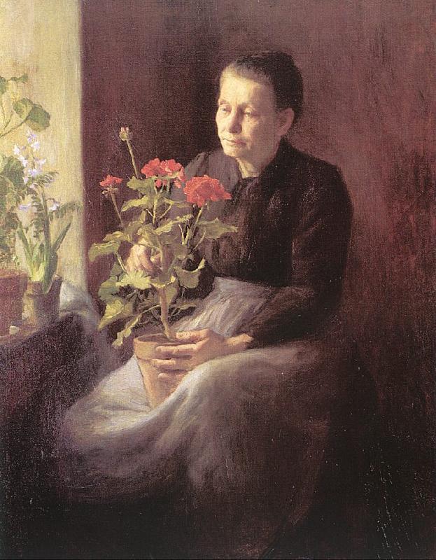 Lord, Caroline A. Woman with Geraniums oil painting image